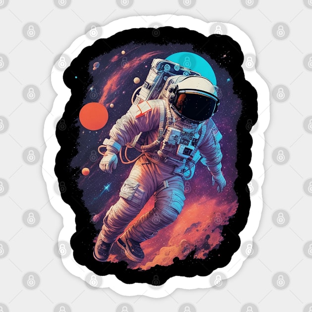 Astronaut lost in galaxy Sticker by M.Y